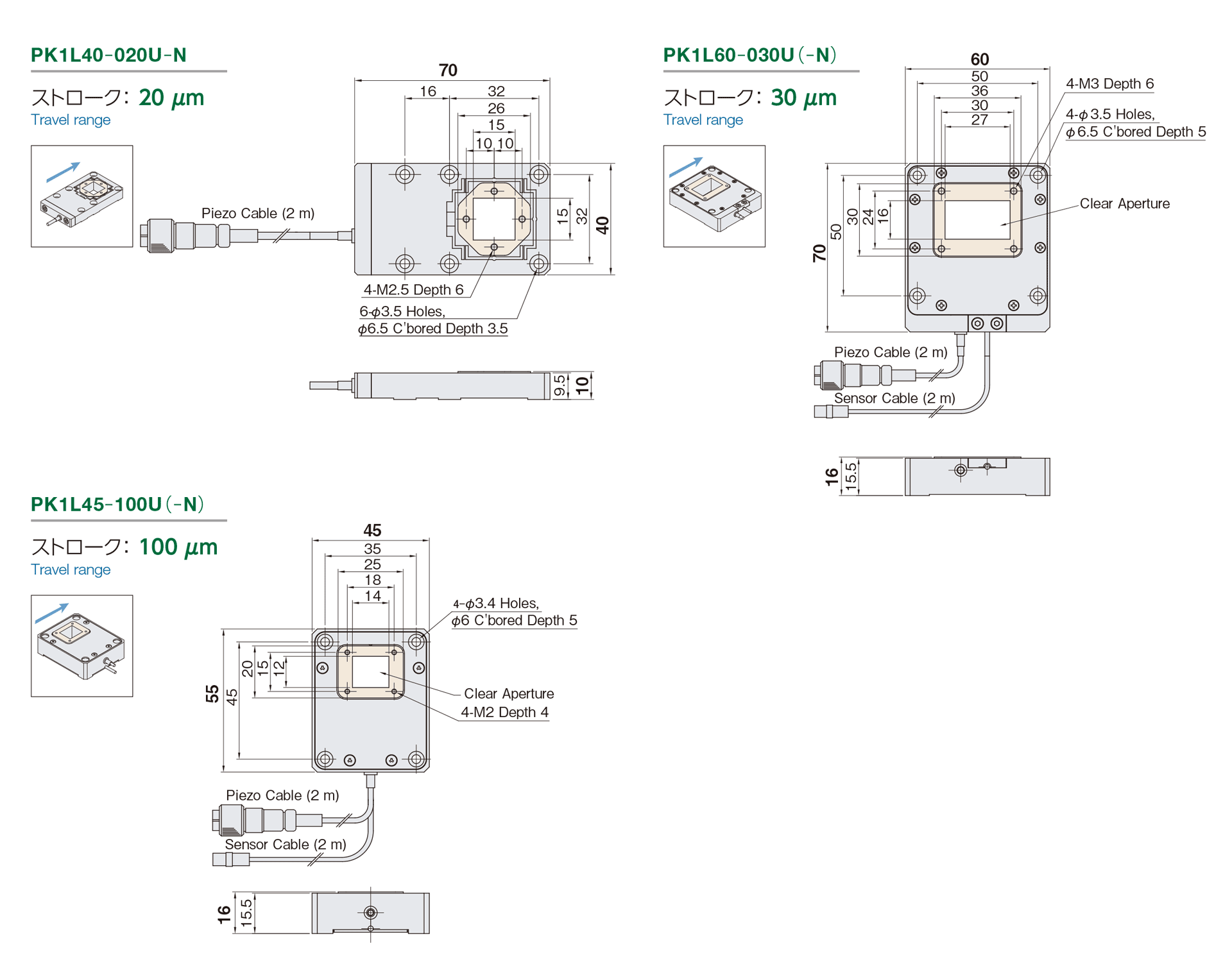 PK1L 開口付きX軸ステージ